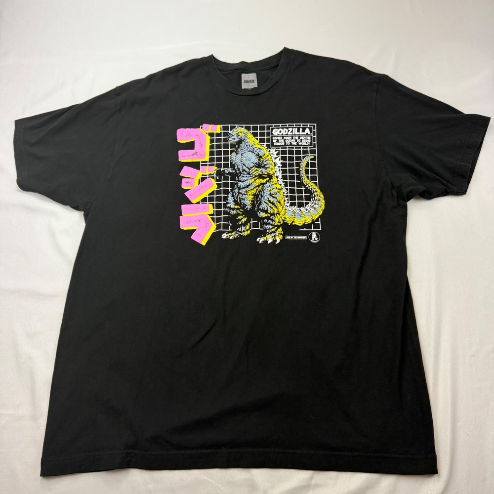 Godzilla Graphic T-Shirt Mens 2XL Black King of the Monsters Kaiju Retro Tee